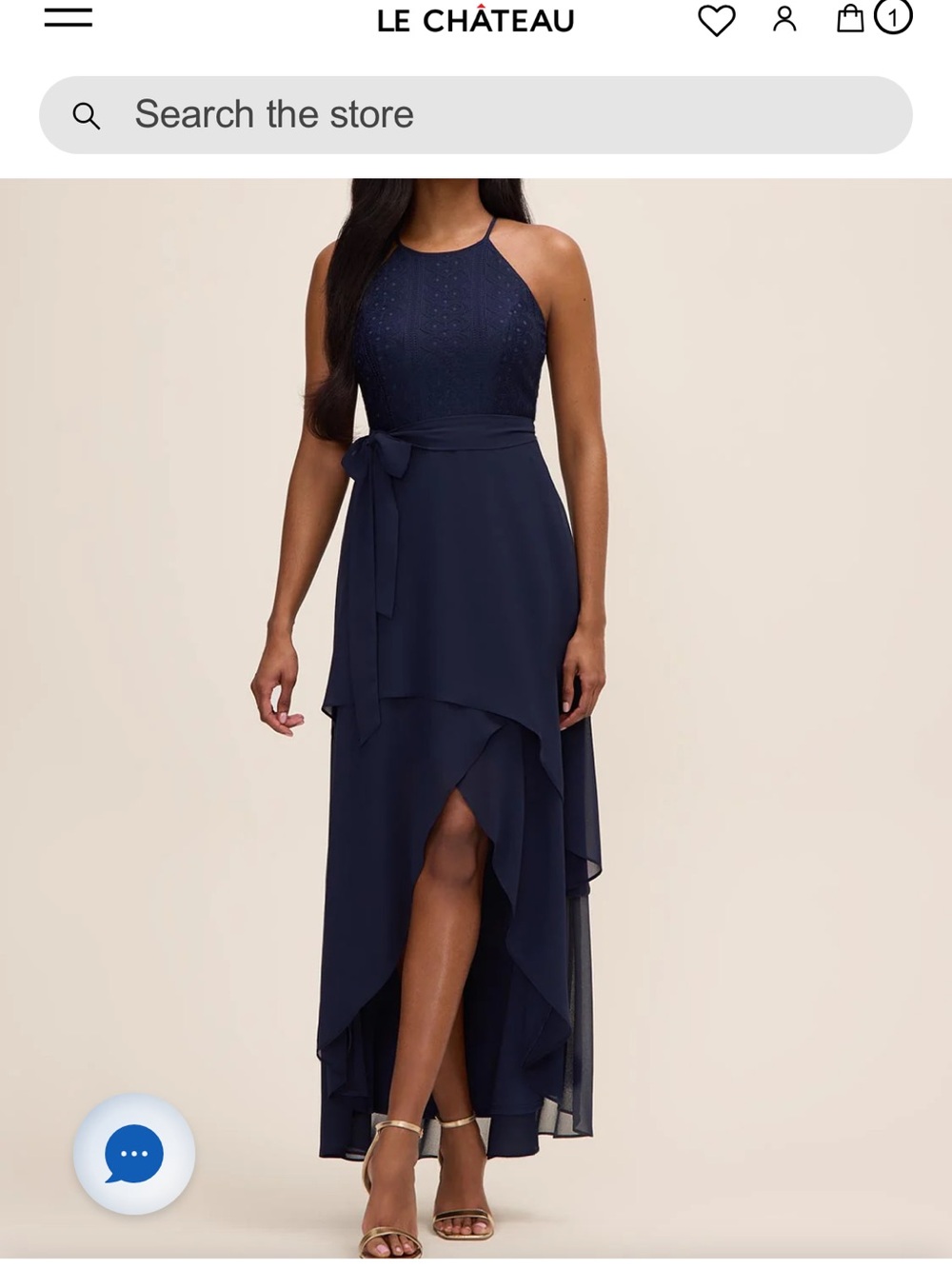 le chateau Lace & Chiffon High-Low Dress - Stellar Navy